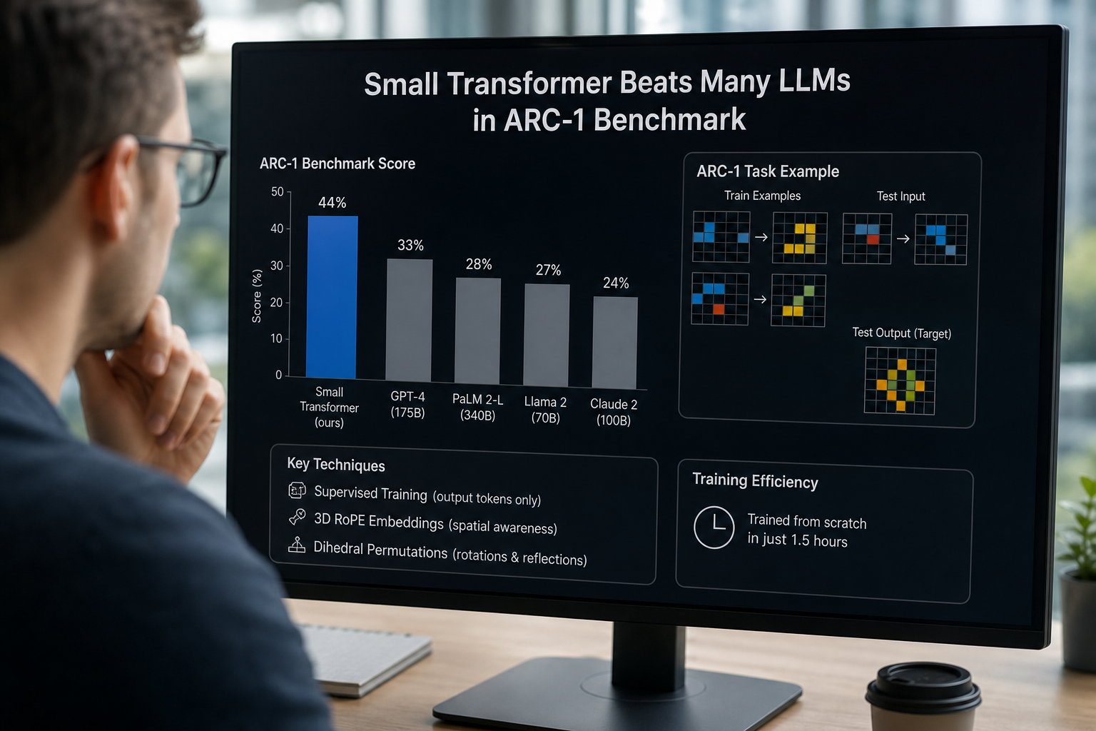 Small Transformer Beats Many LLMs in ARC-1 Benchmark