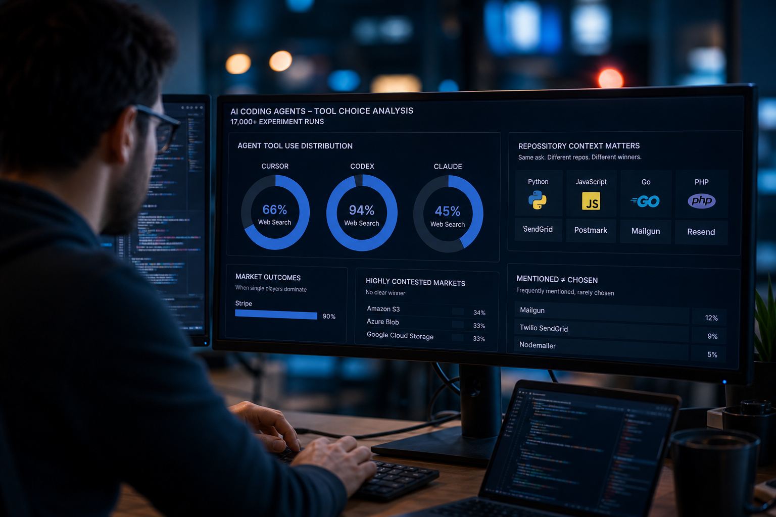 Coding Agents' Tool Choices Revealed in 17,000-Run Experiment