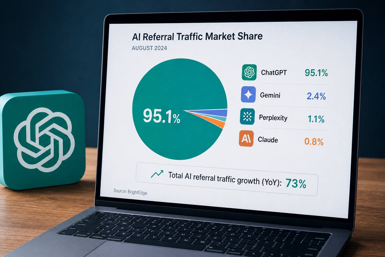 ChatGPT Dominates AI Referral Traffic, Sending 95.1% of Visits to Websites