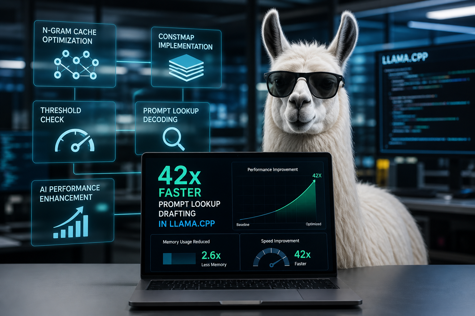 42x Faster Prompt Lookup Drafting in Llama.cpp