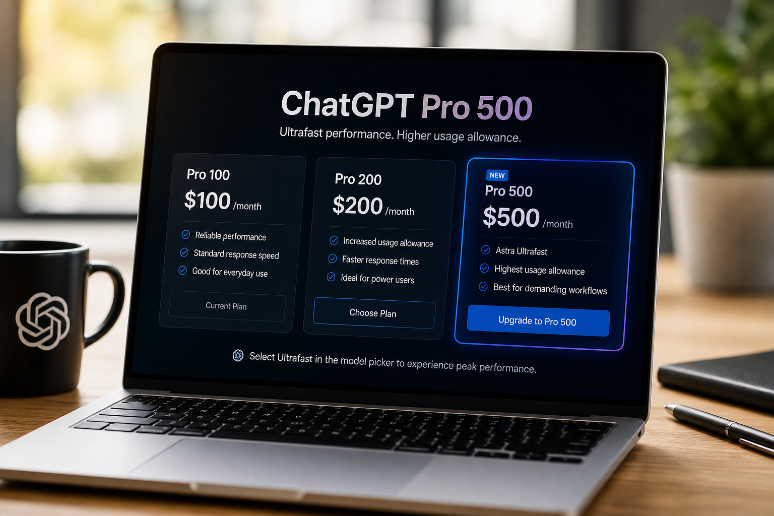 ChatGPT Pro 500 Launches with Ultrafast and Higher Usage Allowance