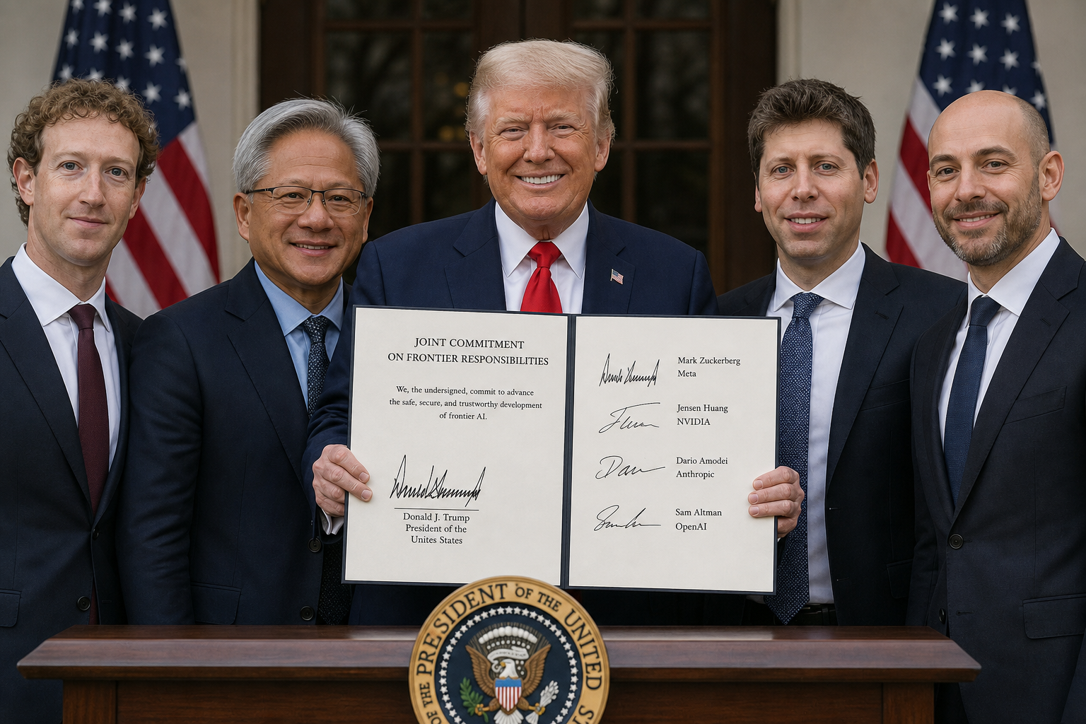Trump, AI Leaders Sign Pledge Amid Spelling Error