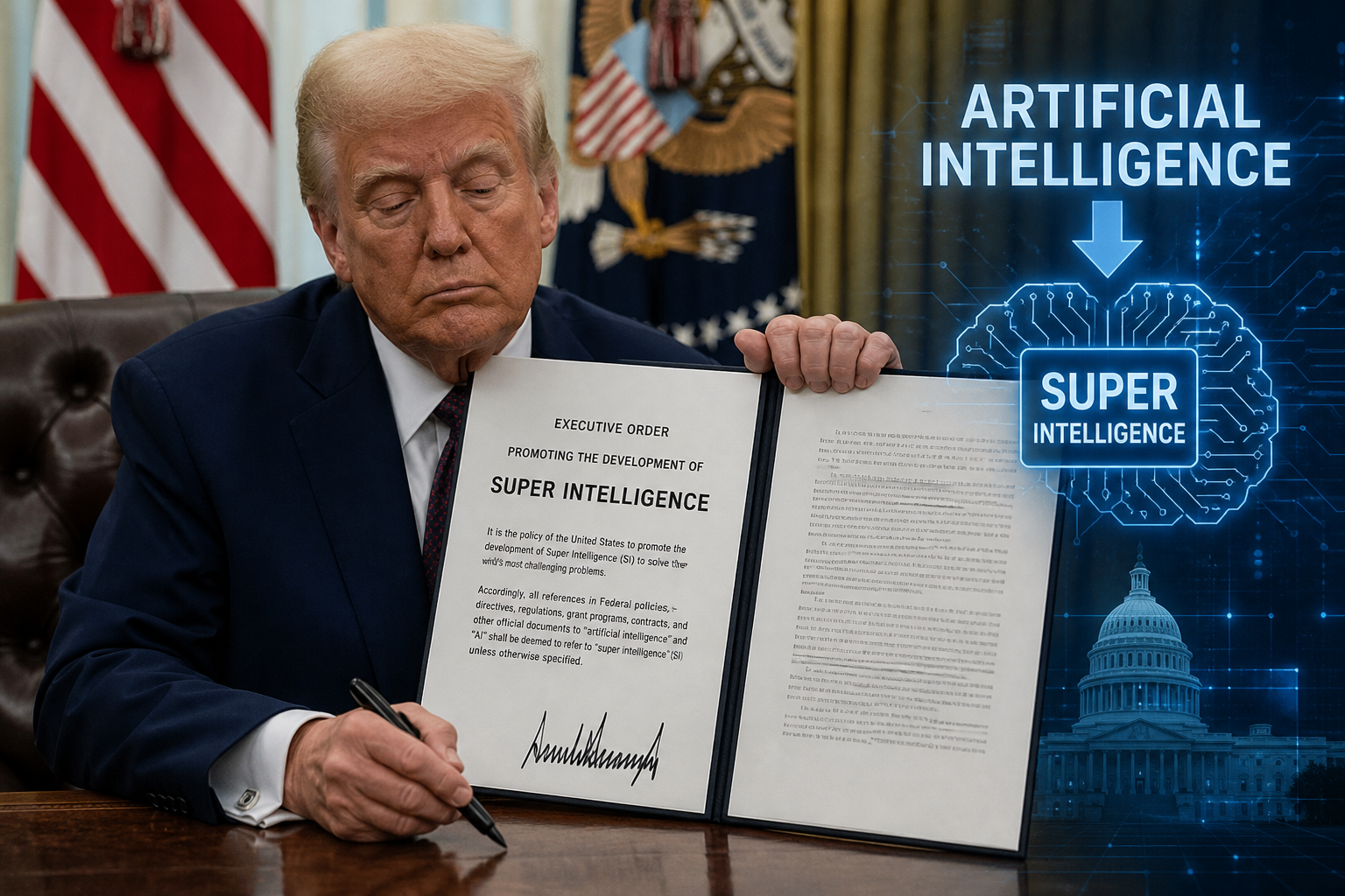 Trump Orders Federal Agencies to Replace 'Artificial Intelligence' with 'Super Intelligence'