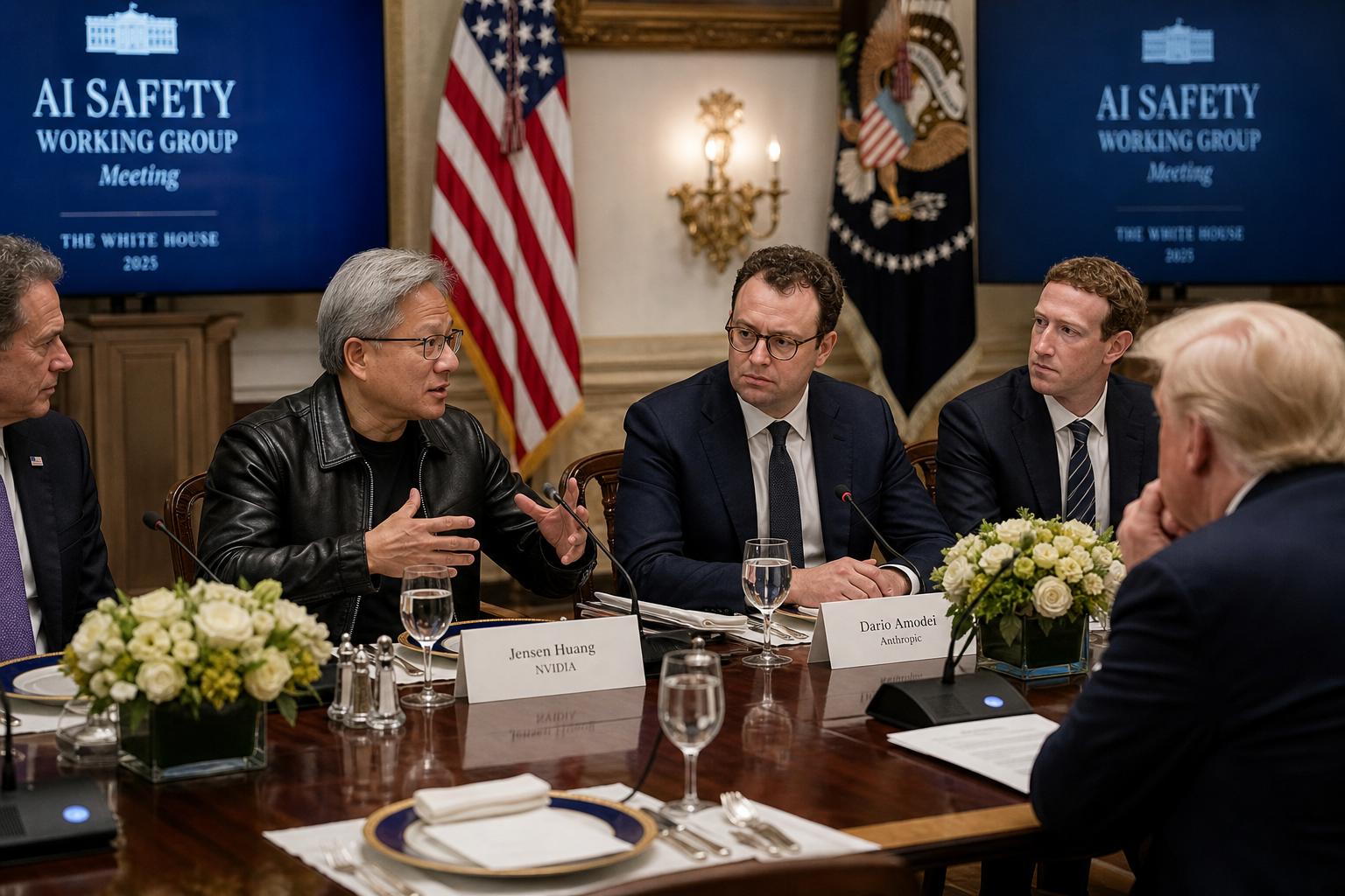 Nvidia's Huang Challenges AI Warnings at White House Lunch