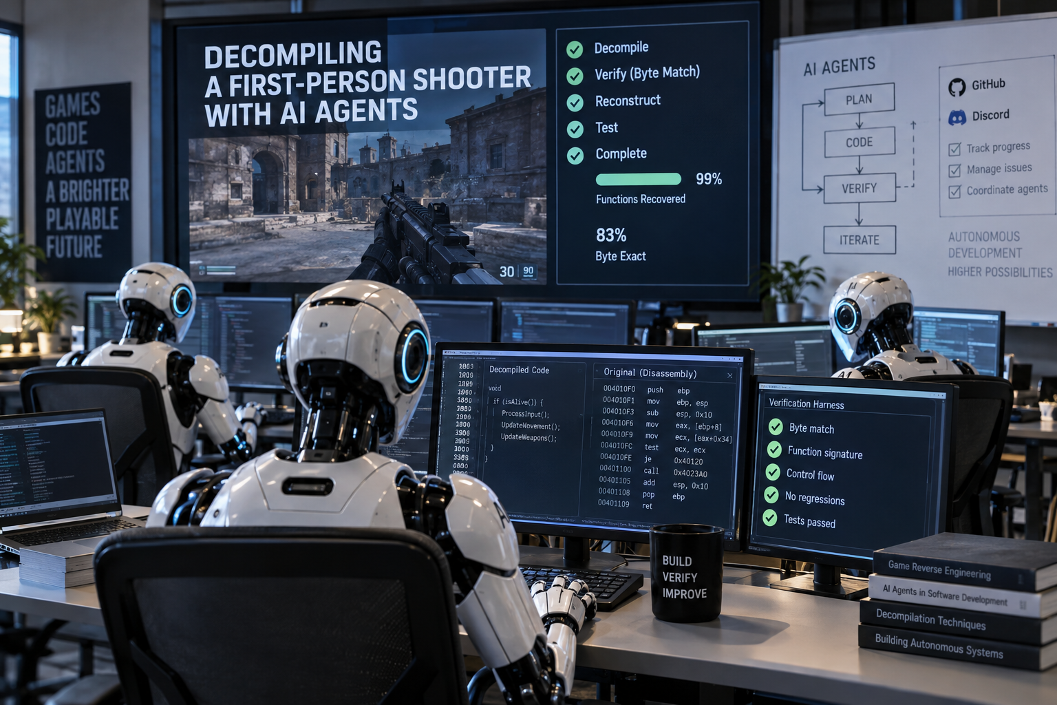 Decompiling a First-Person Shooter with AI Agents
