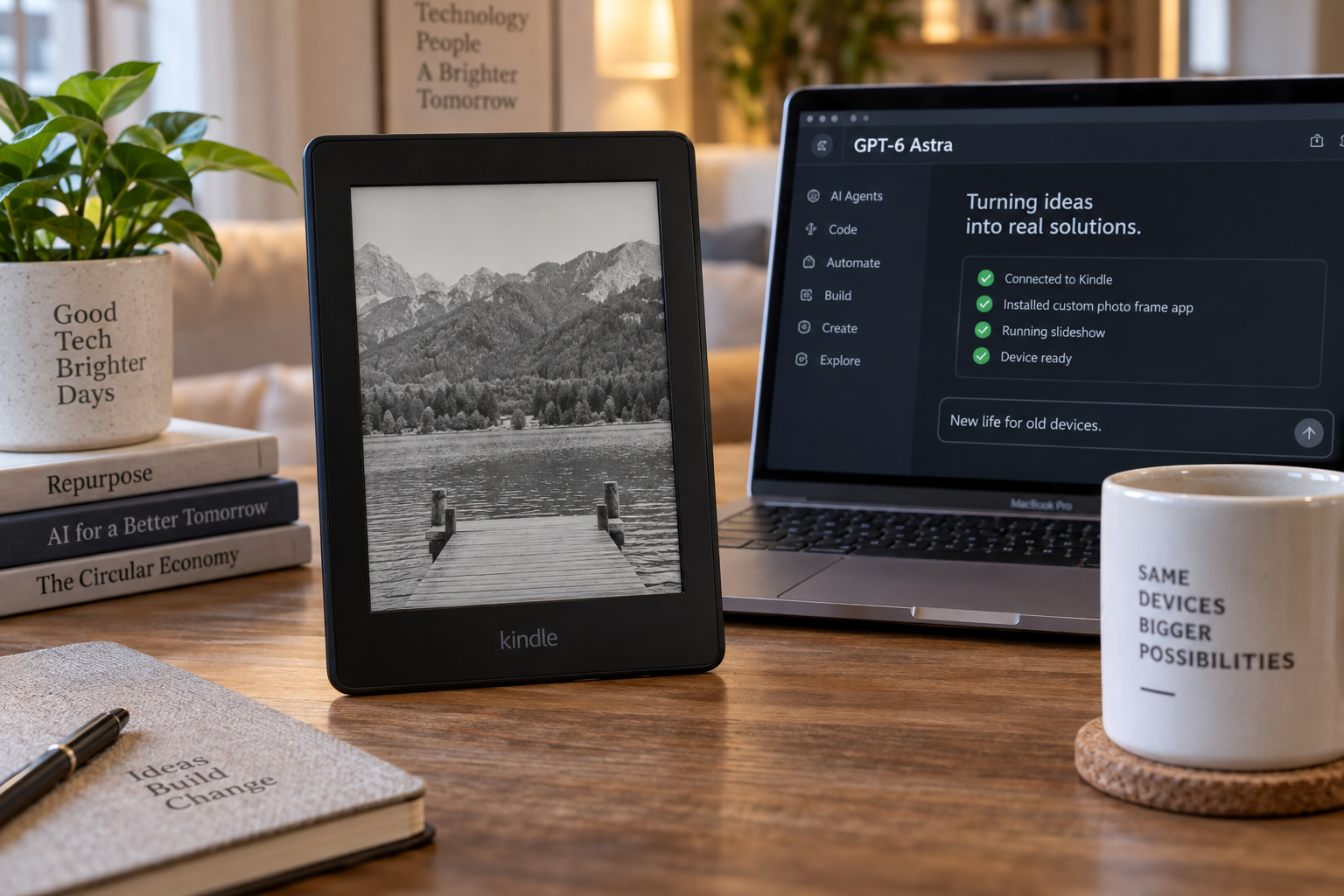 Unused Kindle Transformed into Custom Photo Frame with AI Assistance