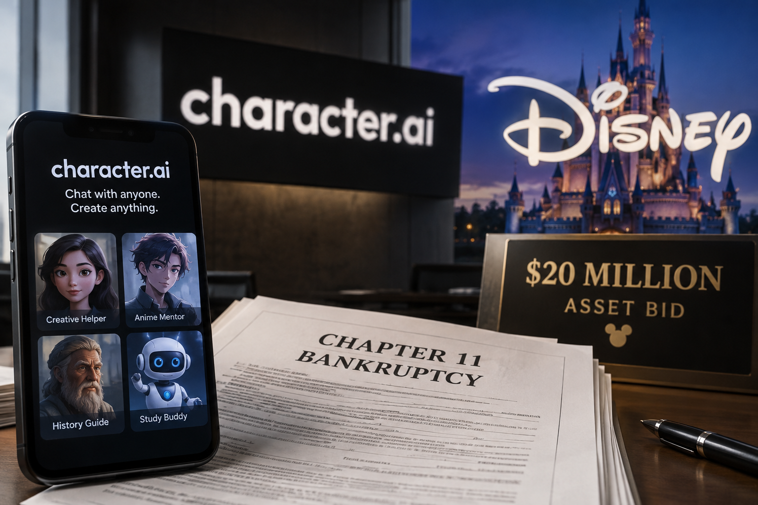Character.AI Files for Bankruptcy, Disney Bids $20M for Assets