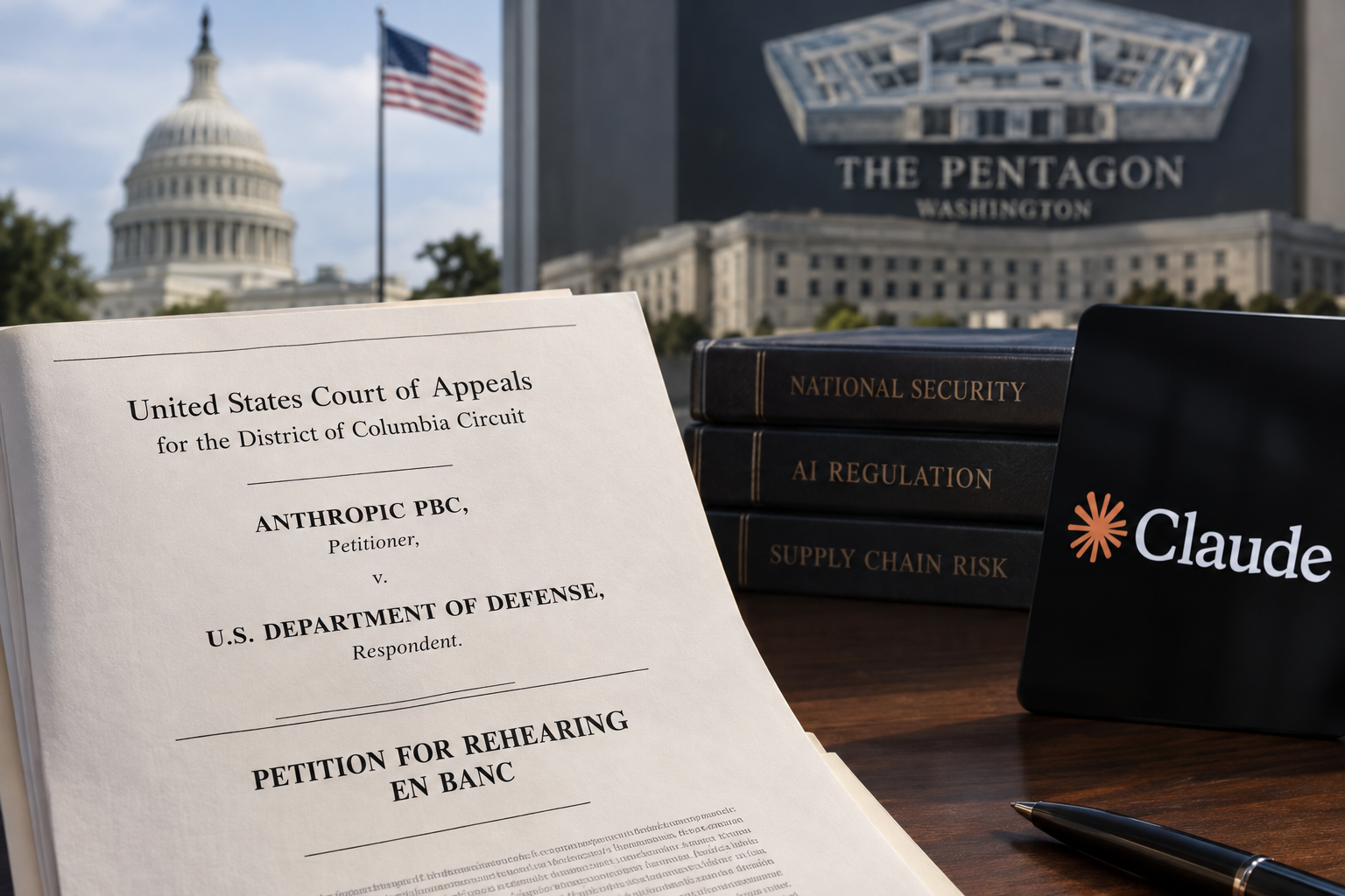 Anthropic Asks Full Appeals Court to Rehear Pentagon Supply-Chain Risk Case