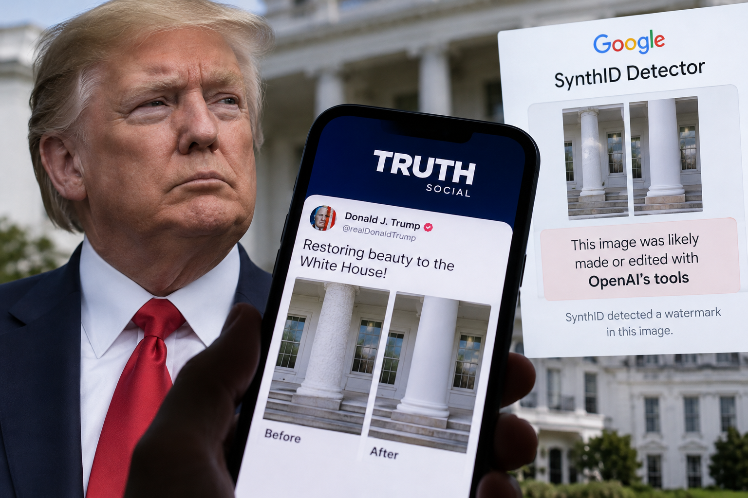 Google's AI Detector Flags Trump's White House Column Photo as Edited With OpenAI Tools