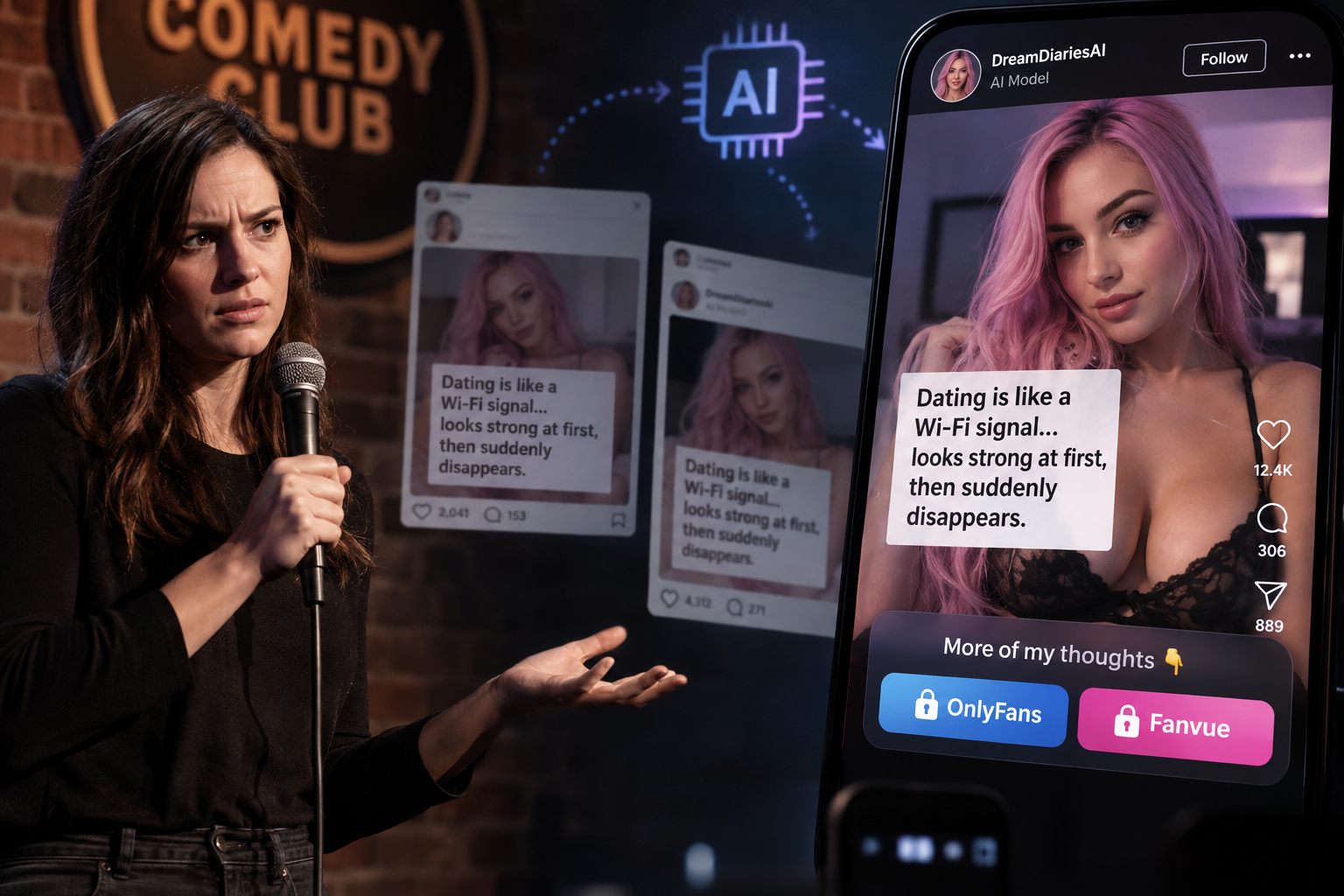 AI-Generated Models Are Taking Comedians' Jokes to Drive Traffic to Paid Accounts