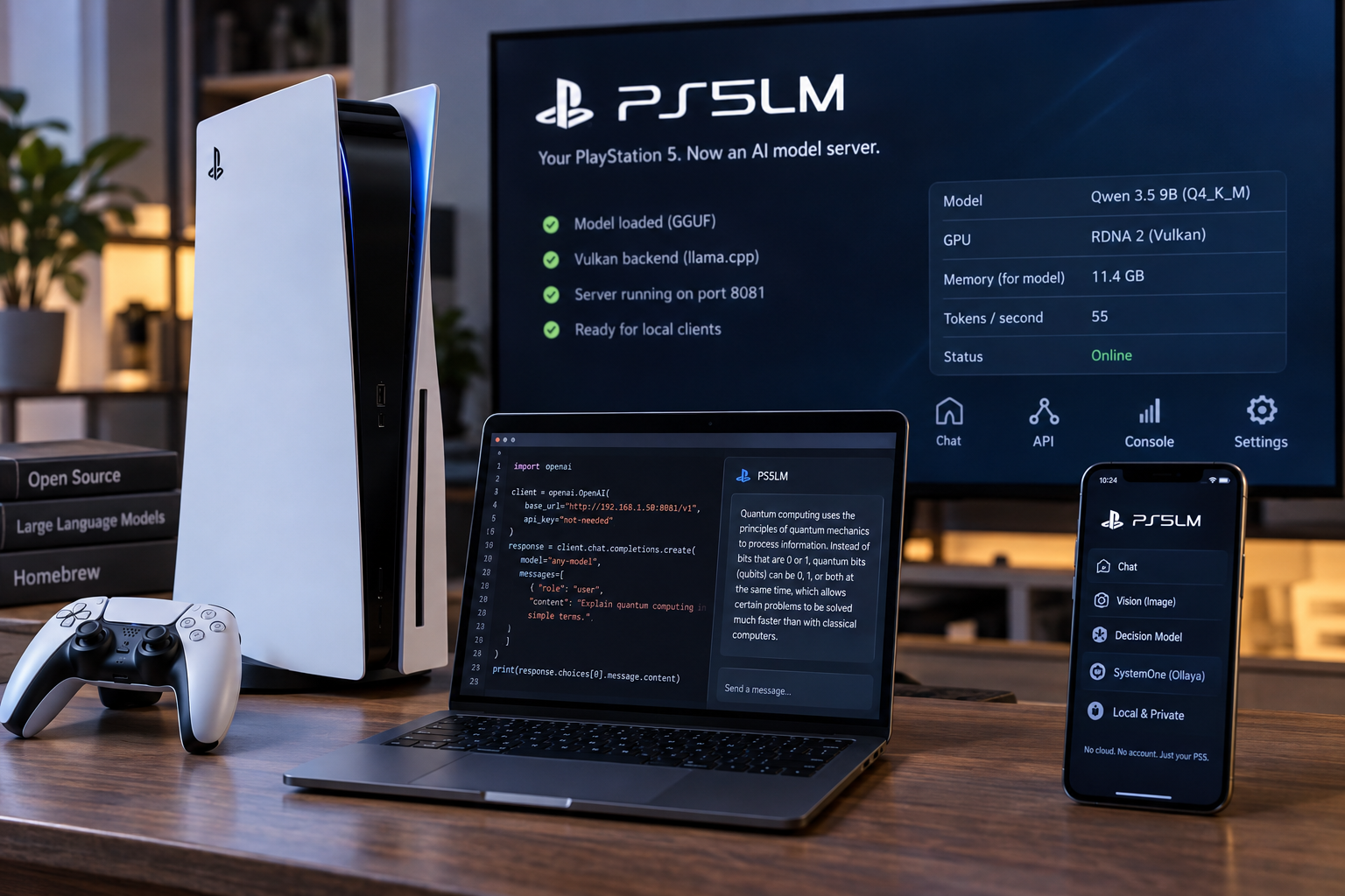PS5LM Turns a Jailbroken PlayStation 5 Into a Home Model Server
