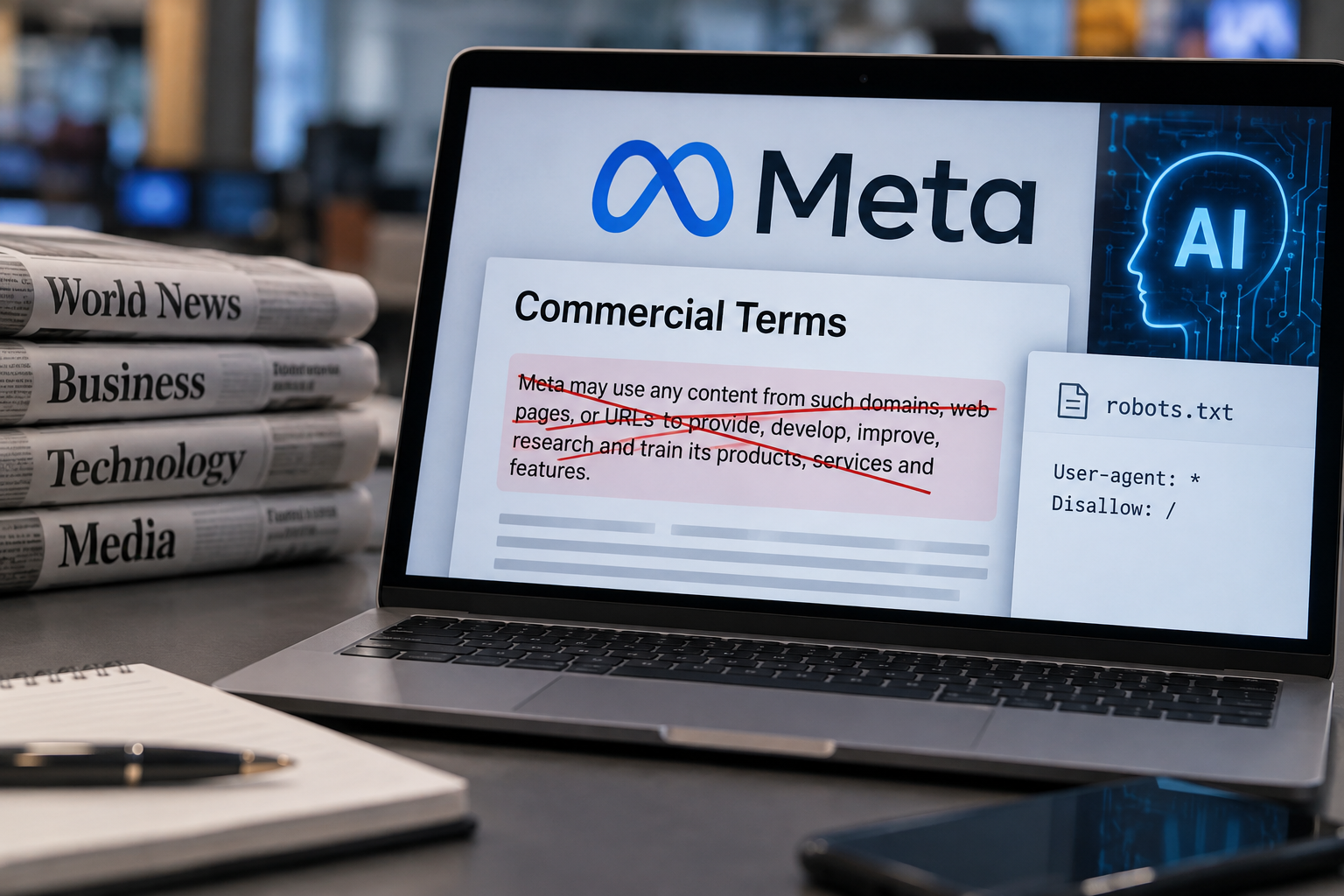 Meta Removes Language That Could Have Allowed Scraping of News Sites for AI Training