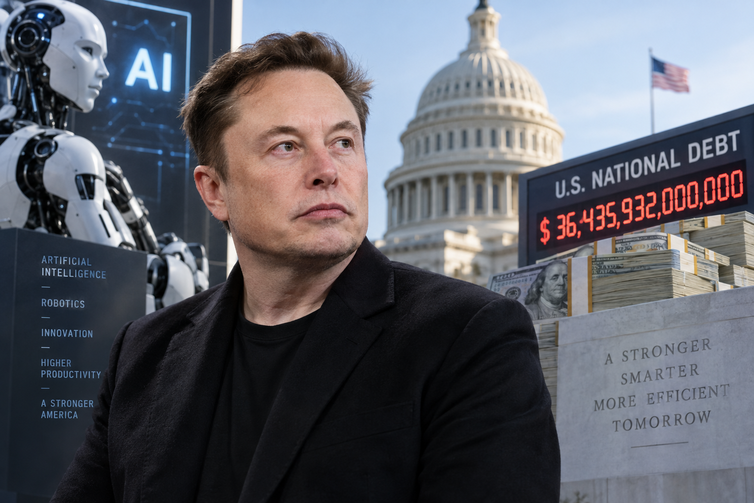 Musk Says Only AI and Robots Can Fix the U.S. Debt