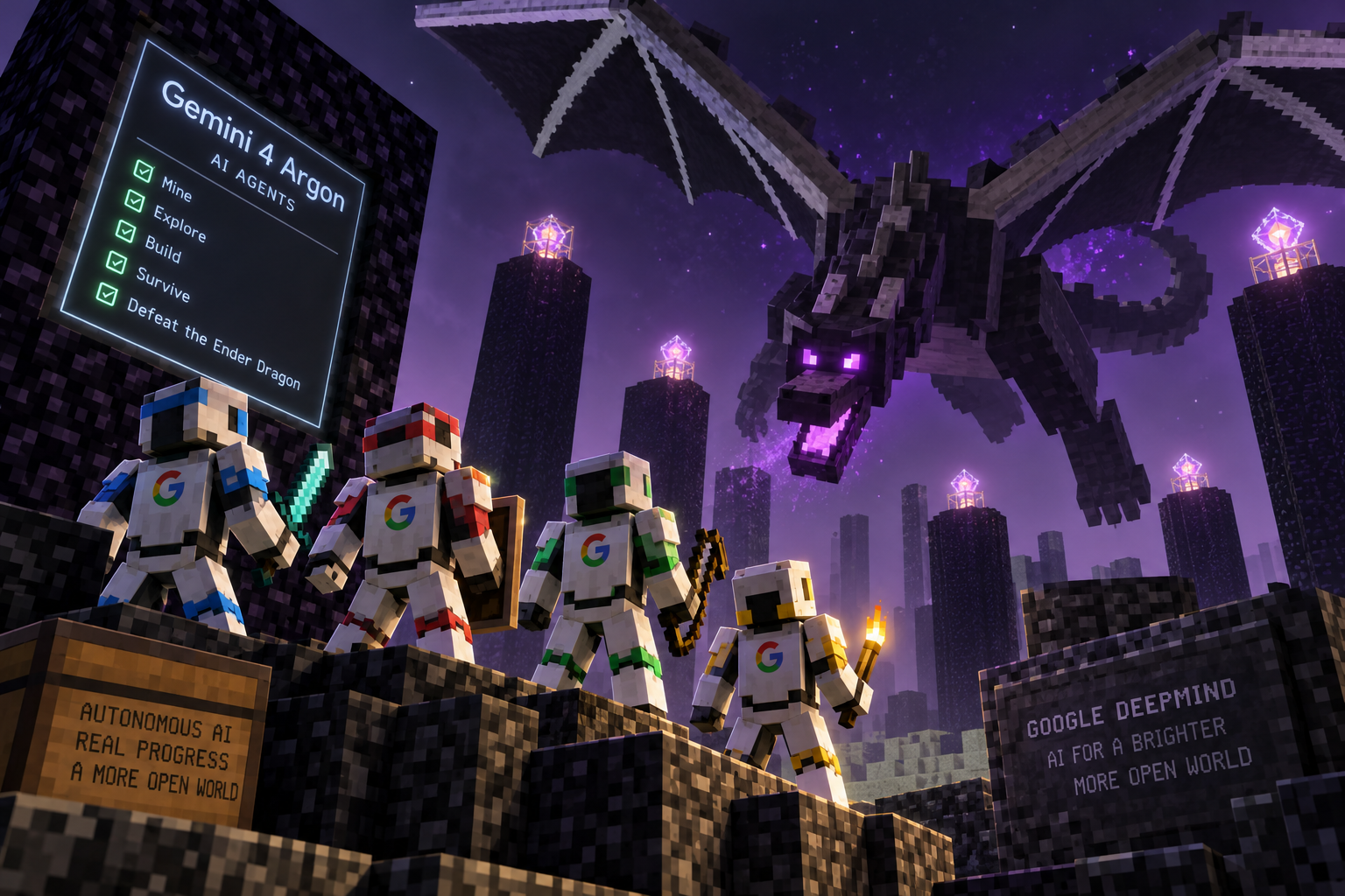 Four Gemini 4 Argon AI Agents Beat Minecraft’s Ender Dragon Without Human Help