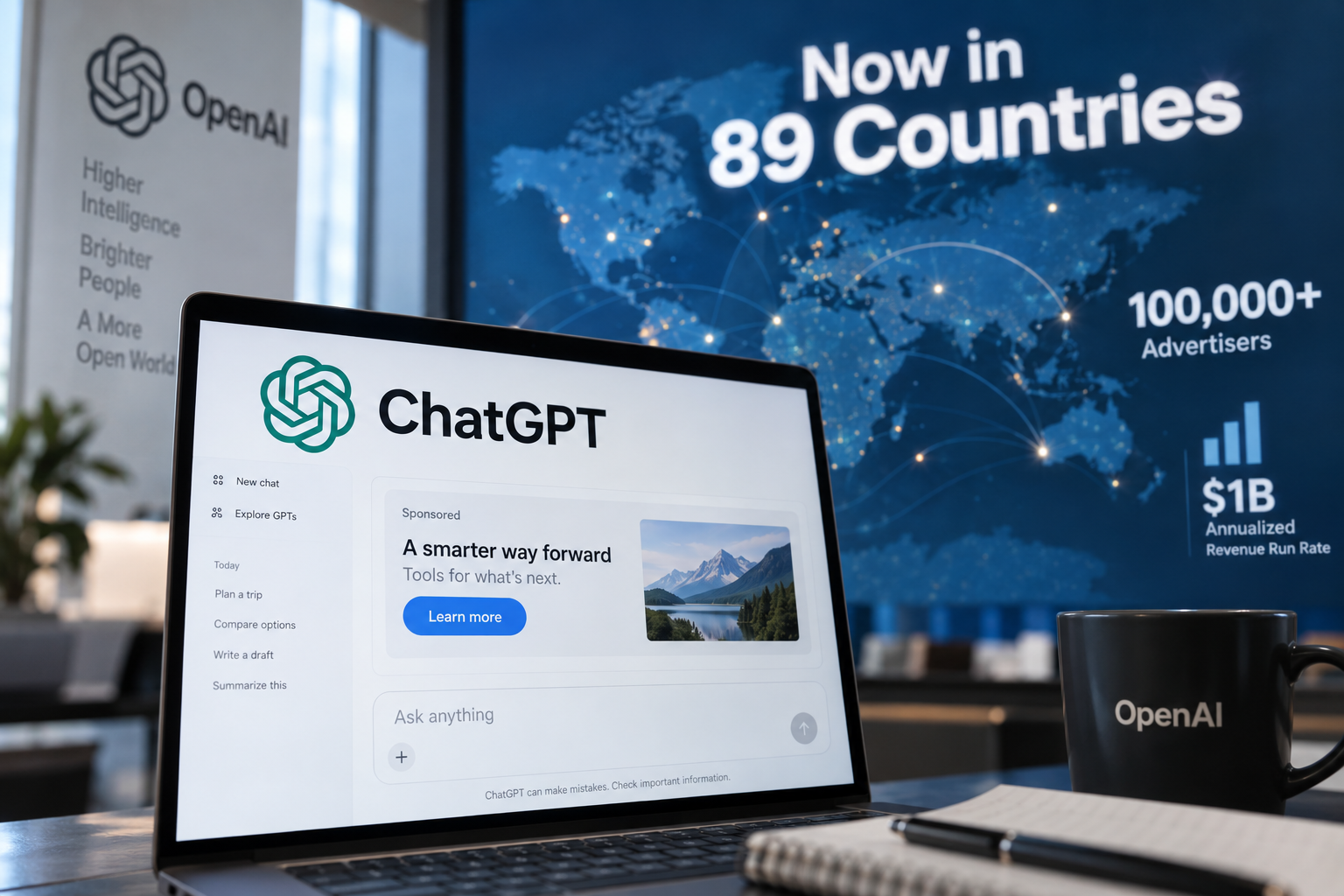 ChatGPT Ads Expand to 89 Countries as OpenAI Passes 100,000 Advertisers