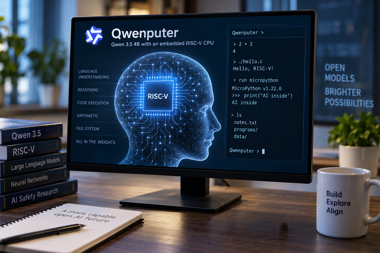 Qwenputer Embeds a Working RISC-V CPU in the Weights of Qwen3.5