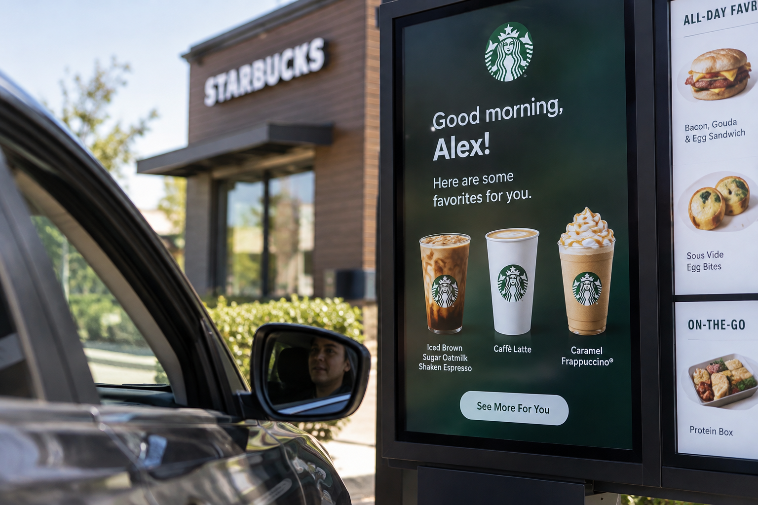 Starbucks Explores AI Menus That Greet Drive-Thru Customers by Name